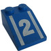 LEGO Blue Sklon 2 x 3 (25°) s White "2" a Pruhy s drsným povrchem (3298)