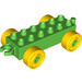 LEGO Duplo Bright Green Auto Podvozek 2 x 6 s Yellow Kola (Moderní otevřený Hitch) (10715 / 14639)