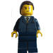 LEGO Business Man s Dark Modrá Kolík Striped Suit s Gold Tie a Brown Vlasy Minifigurka