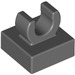 LEGO Dark Stone Gray Dlaždice 1 x 1 s klipem (zvednuté "C") (15712 / 44842)