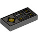 LEGO Dark Stone Gray Dlaždice 1 x 2 s Yellow Buttons a Knob Controls s Groove (3069 / 49038)