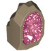 LEGO Dark Tan Skála / kámen s Průhledný Dark Pink Crystal (49656)