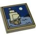 LEGO Dark Tan Dlaždice 2 x 2 s Moon a Ship na Water s Groove (3068 / 97350)