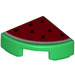 LEGO Green Dlaždice 1 x 1 Čtvrtletí Kruh s Red Watermelon Slice (25269 / 26485)