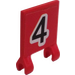 LEGO Red Vlajka 2 x 2 s Number 4 Samolepka bez Flared Edge (2335)