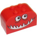 LEGO Red Sklon Kostka 2 x 4 x 2 Zakřivený s Smiling Monster Tvář (4744)