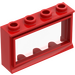 LEGO Red Okno 1 x 4 x 2 Classic s Fixed Sklo a Krátký parapet