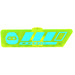 LEGO Transparent Neon Green Gameplayer Label s Medium Azure Ninja Hlava a Pruhy Vzor (Zapuštěný masivní čep)