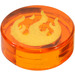 LEGO Transparent Orange Dlaždice 1 x 1 Kulatá s Gold Plamen Vzor (17667 / 98138)