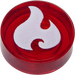 LEGO Transparent Red Dlaždice 1 x 1 Kulatá s Elves oheň Power Symbol (20301 / 98138)
