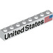 LEGO White Kostka 1 x 8 s 'United States' a Vlajka (Pravá) (3008 / 78245)