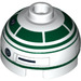 LEGO Kostka 2 x 2 Kulatá s Dome Horní s Dark Green Astromech R2-X2 (dutý čep, držák nápravy) (16707 / 30367)