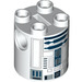 LEGO Kostka 2 x 2 x 2 Kulatá s R2-D2 Astromech Droid Tělo s držákem spodní nápravy 'x' Tvar '+' Orientace (15797 / 30361)
