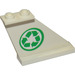 LEGO White ocasní plocha 4 x 1 x 3 s Recycling logo Levá Samolepka (2340)