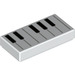 LEGO White Dlaždice 1 x 2 s Piano Keys s Groove (3069 / 67047)
