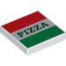 LEGO White Dlaždice 2 x 2 s Red a Green Pruhy a Pizza s Groove (3068 / 29716)
