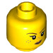 LEGO Yellow Dual-Sided Female Hlava s Feckles a Lopsided Smirk / Winking Tvář (Zapuštěný masivní čep) (3626 / 38300)