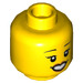 LEGO Yellow Dual-Sided Female Hlava s Open Smile s Zuby / Laughing s ZAVŘENO Oči (Zapuštěný masivní čep) (3626 / 56785)