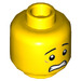 LEGO Yellow Dual-Sided Male Hlava s Scared Tvář / Lopsided Smile (Zapuštěný masivní čep) (3626 / 32729)