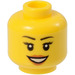 LEGO Yellow Female Hlava s Eyelashes a Red Lipstick (Zapuštěný masivní čep) (3626)