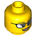 LEGO Yellow Female Hlava s Glasses a open Smile (Zapuštěný masivní čep) (3626 / 26880)