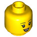LEGO Yellow Female Minifigure Hlava s Eyelashes a Smile (Zapuštěný masivní čep) (3626 / 56663)