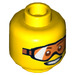 LEGO Hlava s oranžový Goggles a Široký Smile (Safety Stud) (3626 / 17185)
