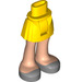 LEGO Boky s Basic Zakřivený Skirt s stříbrný Shoes (Tlustý Závěs) s tlustým pantem (35634)