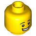 LEGO Yellow Male Hlava s Black Eyebrows a Široký Úsměv (Zapuštěný masivní čep) (3626 / 26881)