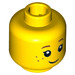 LEGO Yellow Minifig Hlava s Black Eyelashes, Brown Eyebrows, Freckles Vzor (Zapuštěný masivní čep) (20393 / 30973)