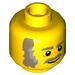 LEGO Yellow Old Fishing Store Fisherman Minifigure Hlava (Zapuštěný masivní čep) (3626 / 35724)