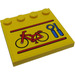 LEGO Dlaždice 4 x 4 s Study na Okraj s Bike a Tools Samolepka (6179)