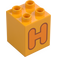 Duplo Světle oranžová Kostka 2 x 2 x 2 s Letter "H" Dekorace (31110 / 65919)