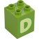 Duplo Limetková Kostka 2 x 2 x 2 s Letter "D" Dekorace (31110 / 65971)