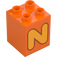 Duplo oranžová Kostka 2 x 2 x 2 s Letter "N" Dekorace (31110 / 65932)