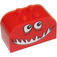 LEGO Červená Sklon Kostka 2 x 4 x 2 Zakřivený s Smiling Monster Tvář (4744)