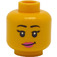 LEGO Žlutá Oboustranné ženský Hlava s Černá Eyebrows, Růžová Lips / Sluneční brýle (Zapuštěný pevný cvoček) (3626 / 20068)