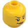 LEGO Žlutá ženský Hlava s Eyelashes, Zvednutý Eyebrow a Lopsided Smile (Zapuštěný pevný cvoček) (3626 / 29627)