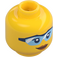 LEGO Žlutá ženský Hlava s Světlo Modrá Ochranné brýle a Lopsided Smile (Zapuštěný pevný cvoček) (3626 / 29490)