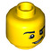 LEGO Žlutá Hlava s Zvednutý Eyebrow a Crooked Smile (Zapuštěný pevný cvoček) (3626 / 12813)