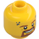 LEGO Žlutá Muž Hlava s Vousy, Dirt Stains a Open Smile (Zapuštěný pevný cvoček) (3626 / 24405)