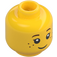 LEGO Žlutá Minifigurka Hlava s Černá Eyelashes, Hnědá Eyebrows, Freckles Vzor (Zapuštěný pevný cvoček) (20393 / 30973)