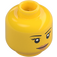 LEGO Žlutá Minifigurka ženský Hlava s Růžová Lips (Zapuštěný pevný cvoček) (10261 / 14927)