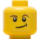 LEGO Žlutá Minifigurka Hlava s Hnědá Eyebrows a Lopsided Smile (Zapuštěný pevný cvoček - černá prohlubeň) (14807 / 59716)