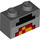 LEGO Dark Stone Gray Kostka 1 x 2 s Minecraft Black, Red, a Yellow Blocks se spodní trubkou (3004 / 37228)