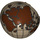 LEGO Dark Tan Hemisphere 2 x 2 Polovina (Minifig Helma) s Eastern Hemisphere Globe (12214 / 47502)