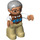 LEGO Farmer s Grey Vlasy, Brown Pullover, Tan Nohy Duplo figurka