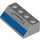 LEGO Medium Stone Gray Sklon 2 x 4 (45°) s Modrá Tyčka s hladkým povrchem (3037 / 73585)