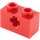 LEGO Red Kostka 1 x 2 s osa otvorem (&#039;+&#039; Otevírací a spodní trubice) (31493 / 32064)