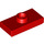 LEGO Red Deska 1 x 2 s 1 Stud (s drážkou a držákem spodního čepu) (15573)